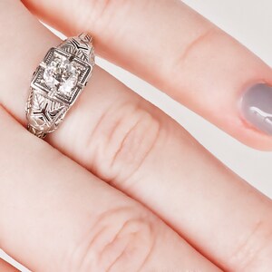 Antique Engagement Ring Antique Victorian 18k White Gold Diamond Engagement Ring image 5