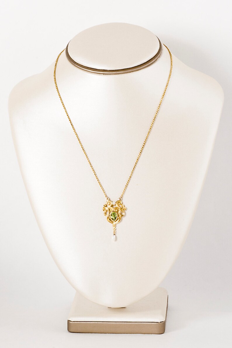 Antique Art Nouveau 14k Yellow Gold Peridot Seed Pearl Necklace - Etsy