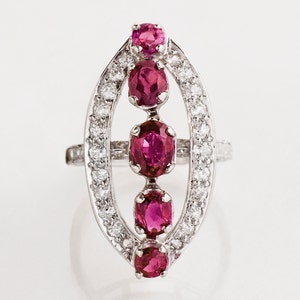 Antique Ring - Antique Ruby Ring - Antique 14k White Gold Ruby and Diamond Ring