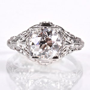 Antique Engagement Ring - Antique 18k White Gold 1.52ct Diamond Engagement Ring