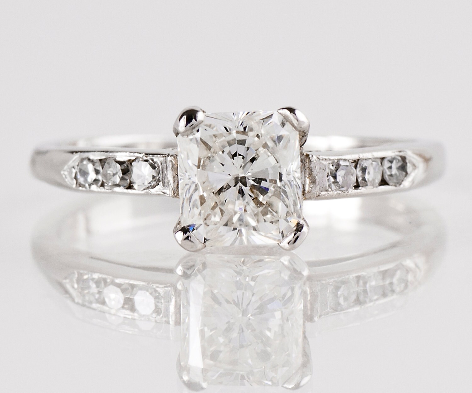 Vintage Engagement Ring Vintage 1940s 14k White Gold and | Etsy
