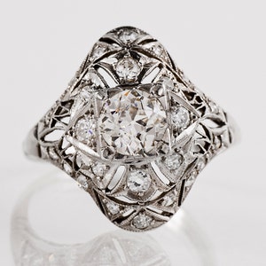 Antique Engagement Ring - Antique 1920s Platinum Diamond Engagement Ring