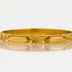Antique Wedding Band - Antique 14k Rose Gold Etched Wedding Band