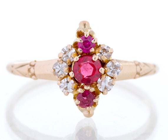 Antique Ring - Antique Victorian 14k Rose Gold Ru… - image 1