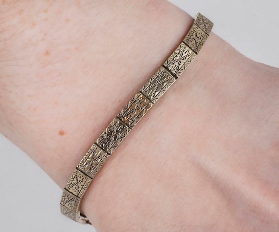 Antique Bracelet - Antique 14k Yellow Gold Engraved Bracelet