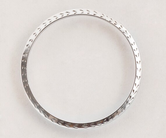 Antique Wedding Band - Antique Platinum Etched Wedding Band View 4