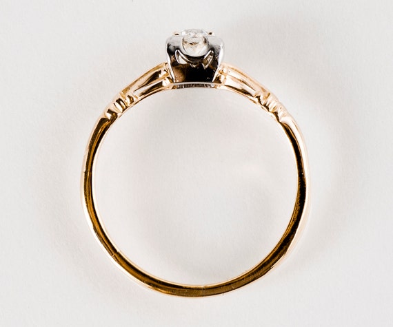 Antique Engagement Ring - Antique 1920's 14k Rose… - image 4
