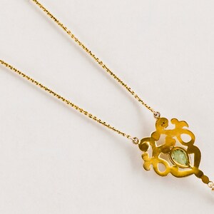 Antique Necklace Antique Art Nouveau 14k Yellow Gold Peridot & Seed Pearl Conversion Necklace Bild 5