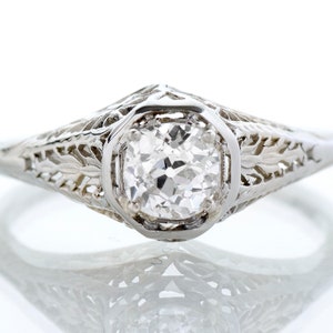 Antique Engagement Ring Antique Edwardian 18k White Gold Diamond Engagement Ring image 1