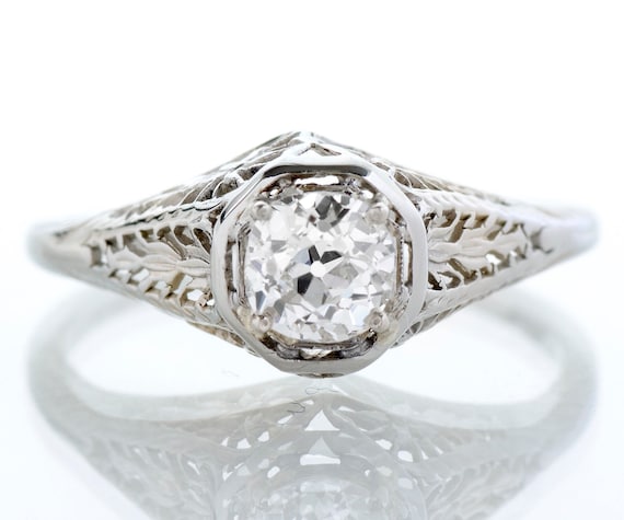 Antique Engagement Ring - Antique Edwardian 18k W… - image 1