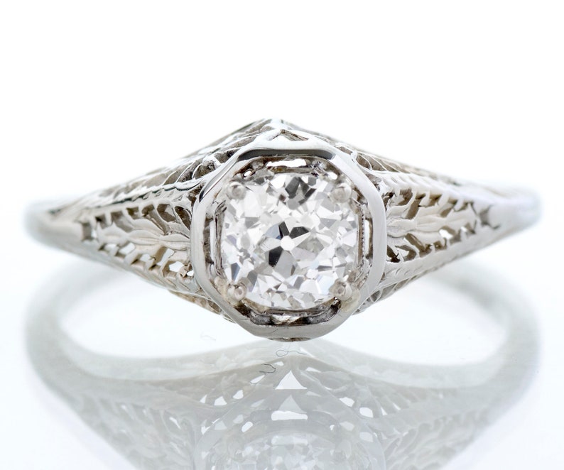 Antique Engagement Ring Antique Edwardian 18k White Gold Diamond Engagement Ring image 1