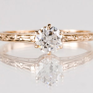 Antique Engagement Ring - Antique 1910s 14K Rose Gold Diamond Solitaire Engagement Ring