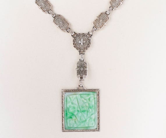 Antique Necklace - Antique Circa 1910 14k White Go