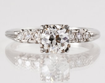 Antique Engagement Ring - Antique 1930s Platinum Diamond Engagement Ring