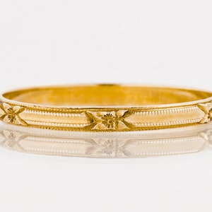 Antique Wedding Band - Antique 14k Rose Gold Etched Wedding Band