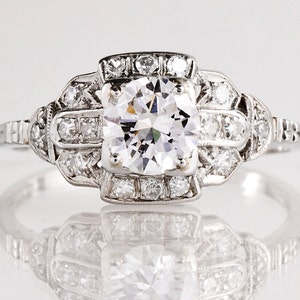 Vintage Engagement Ring - Vintage 1940's Platinum 1.34ctw Diamond Engagement Ring