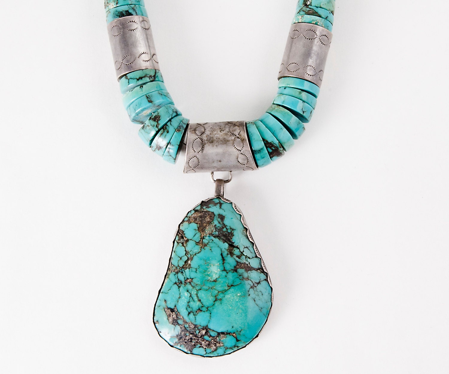 Vintage Necklace - Vintage Old Navajo Pawn 1940's Sterling Silver