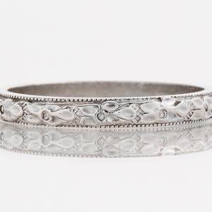 Antique Wedding Band - Antique Platinum Etched Wedding Band