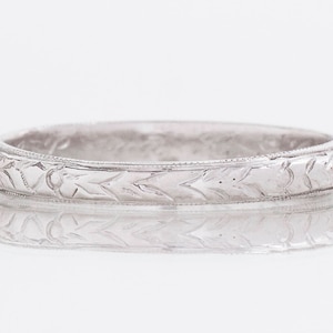 Antique Wedding Band - Antique Platinum &quot;JR Wood&quot; Engraved 1927 Wedding Band