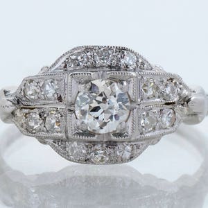 Antique Engagement Ring - Antique Art Deco Platinum Diamond Engagement Ring