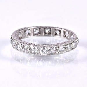 Antique Wedding Band - Antique Platinum 1.20ctw European Cut Diamond Eternity Band