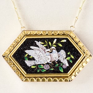 Antique Necklace - Antique Victorian 14k Yellow Gold Micro Mosaic Conversion Necklace