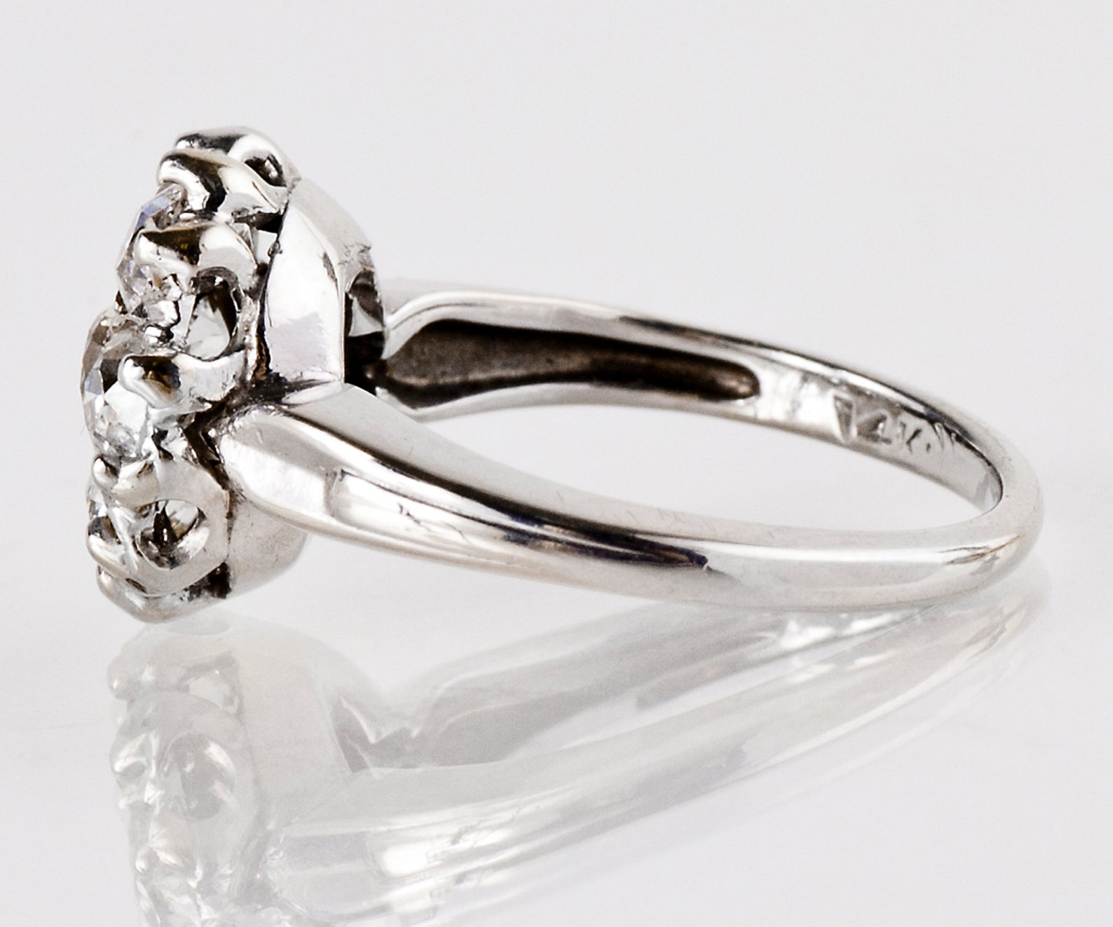 Antique Engagement Ring Antique 14k White Gold Diamond Etsy