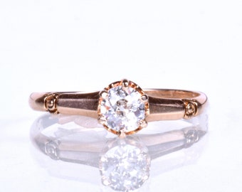 Antique Engagement Ring - Antique 10k Rose Gold Diamond Engagement Ring