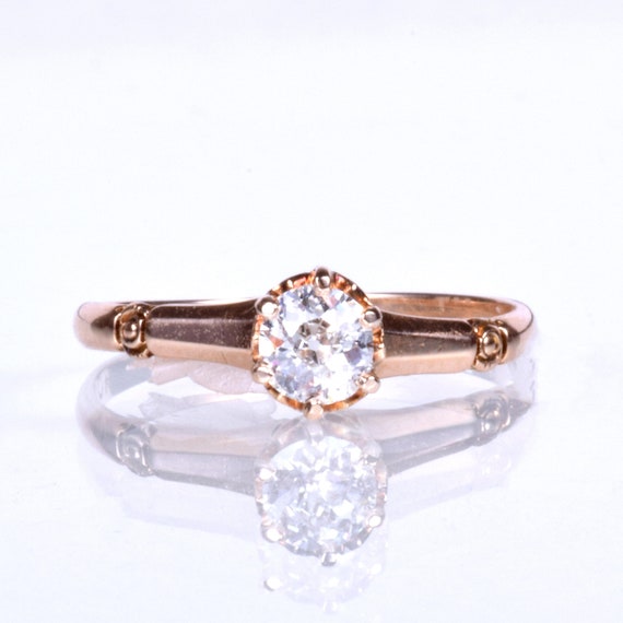 Antique Engagement Ring - Antique 10k Rose Gold Diamond Engagement Ring