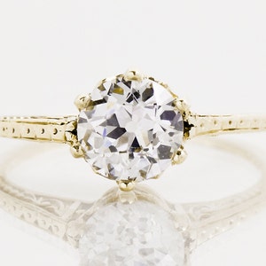 Antique Engagement Ring - Antique 14k Yellow Gold Diamond Solitaire Engagement Ring