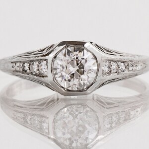 Antique Engagement Ring - Antique 1920s Platinum Diamond Engagement Ring