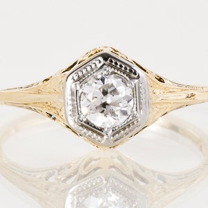 Antique Engagement Ring Antique 14k Yellow & White Gold Diamond Engagement Ring image 1