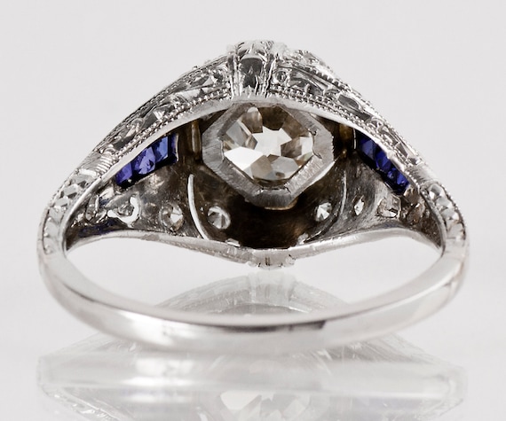 Antique Engagement Ring - Antique Art Deco Platin… - image 3
