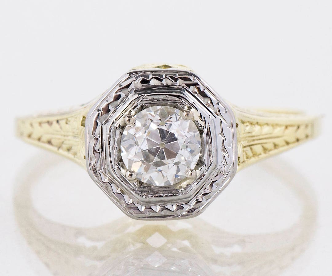 Antique Engagement Ring Antique 1920's 14k Two-tone - Etsy