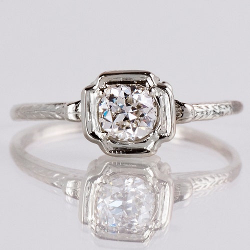 Antique Engagement Ring Antique Edwardian 18k White Gold - Etsy