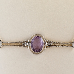 Antique Necklace - Antique 14k Two-Tone Amethyst Intaglio Conversion Necklace