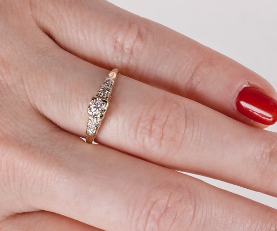 1940s 14k Retro Diamond Engagement Ring – Pippin Vintage Jewelry