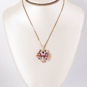 Antique Necklace Antique 1930's 14k Rose Gold Ruby and Diamond Pendant image 2