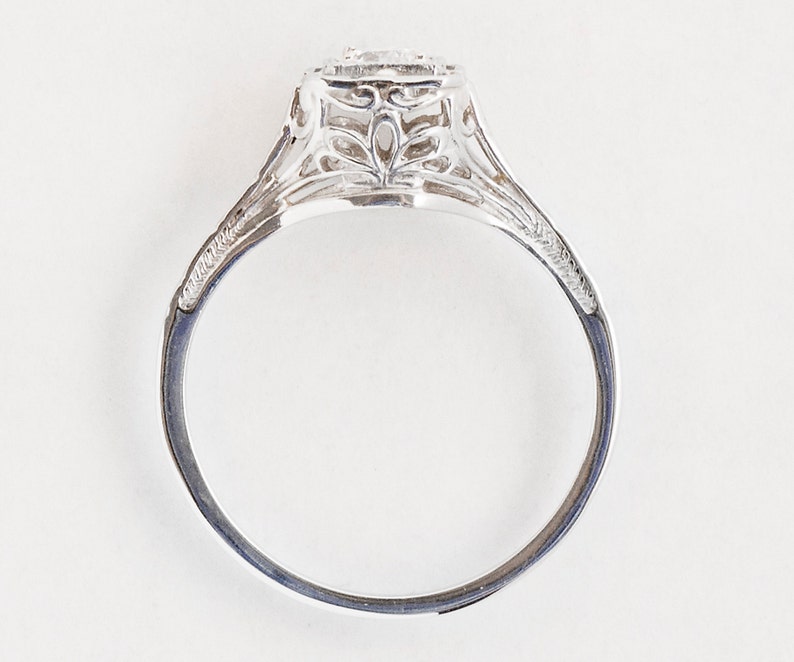 Antique Engagement Ring Antique 14k White Gold Square Top Etsy