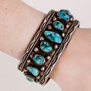 Vintage Bracelet - Vintage Navajo Sterling Silver and Turquoise Cuff Bracelet