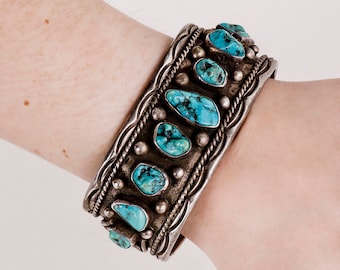 Vintage Bracelet - Vintage Navajo Sterling Silver and Turquoise Cuff Bracelet