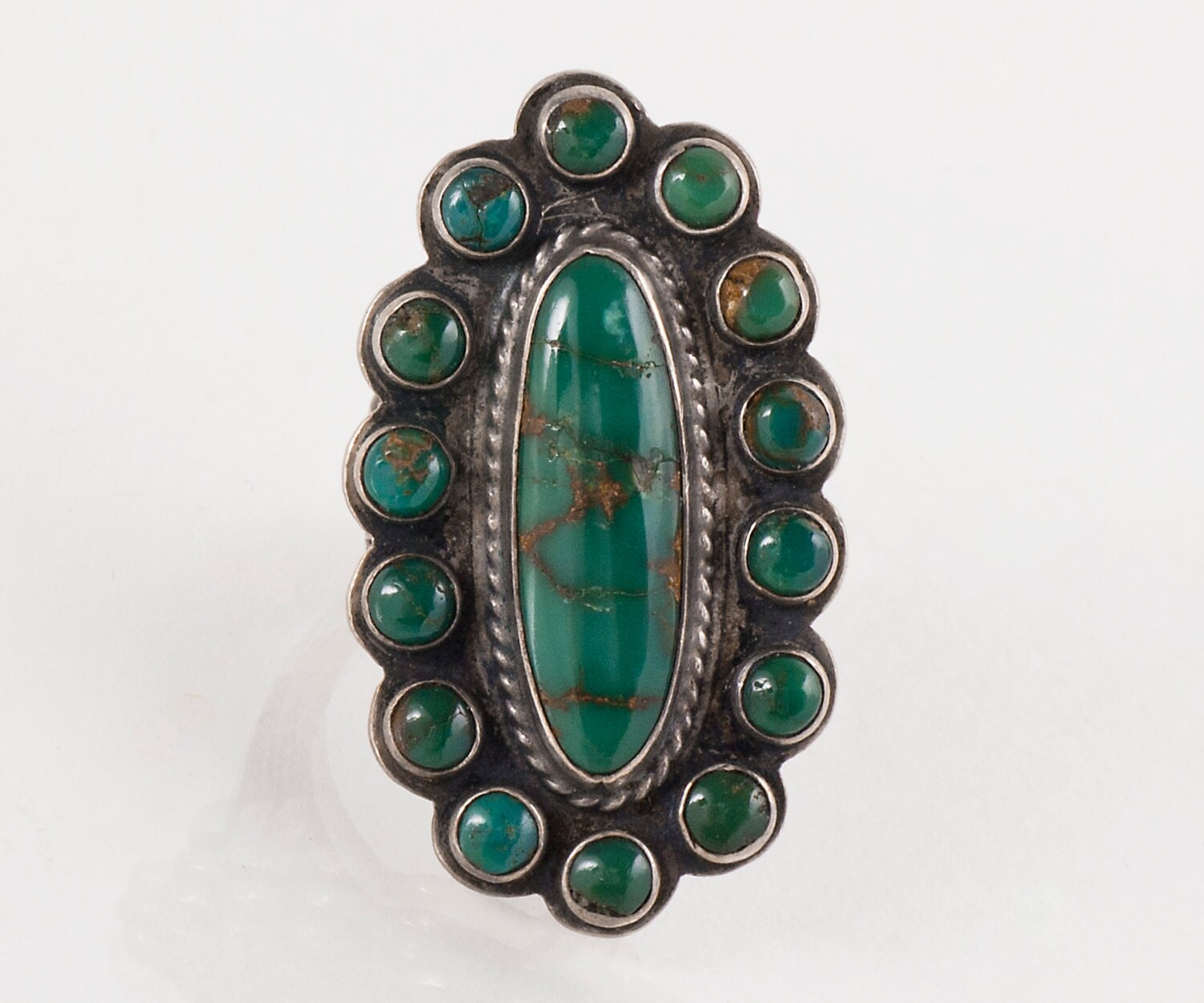 Turquoise Ring Vintage 1940's Navajo Sterling Silver and