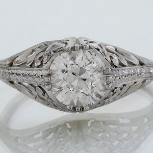 Antique Engagement Ring - Antique 1910&#39;s 18k White Gold 2ct Diamond Filigree Ring
