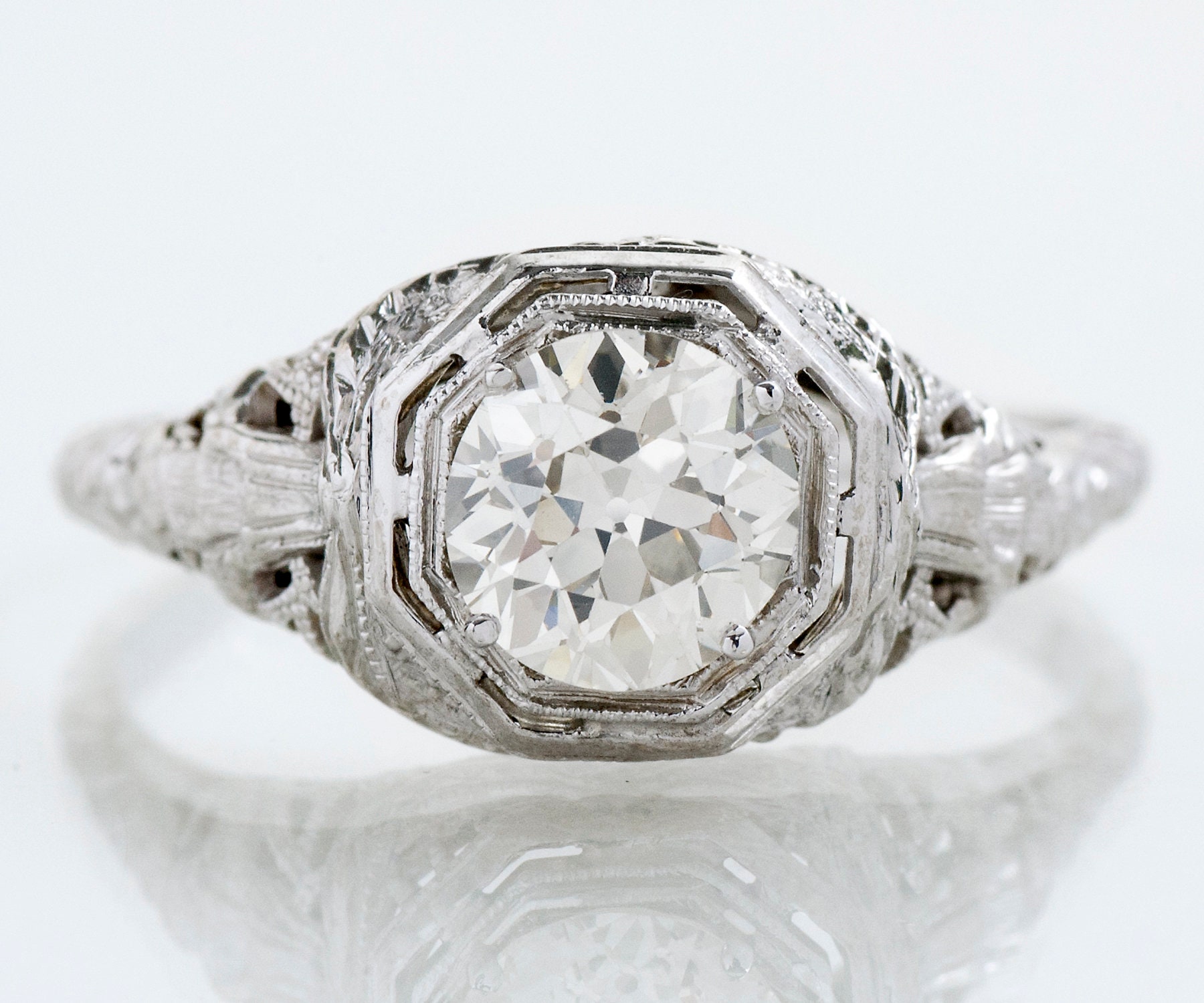Antique Engagement Ring Antique 1910's 18k White Gold | Etsy