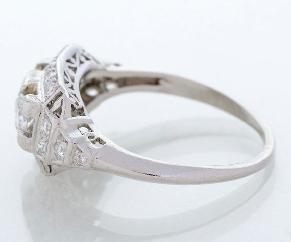 Antique Engagement Ring - Antique Art Deco Platin… - image 2