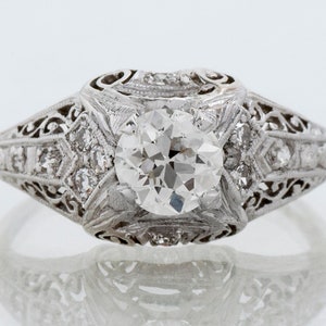 Antique Engagement Ring - Antique Edwardian Platinum Diamond Engagement Ring