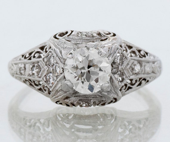 Antique Engagement Ring - Antique Edwardian Platin