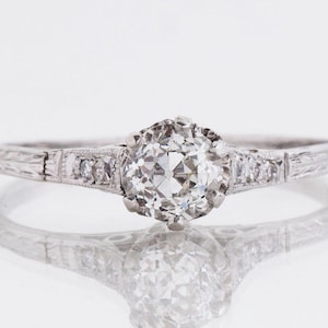 Antique Engagement Ring - Antique 1910&#39;s 18k White Gold Diamond Solitaire Engagement Ring