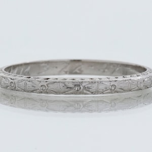 Vintage Wedding Band - Vintage Platinum Engraved 1947 Wedding Band