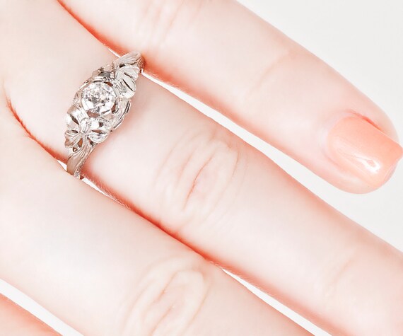 Antique Engagement Ring - Antique Art Nouveau 18k… - image 5